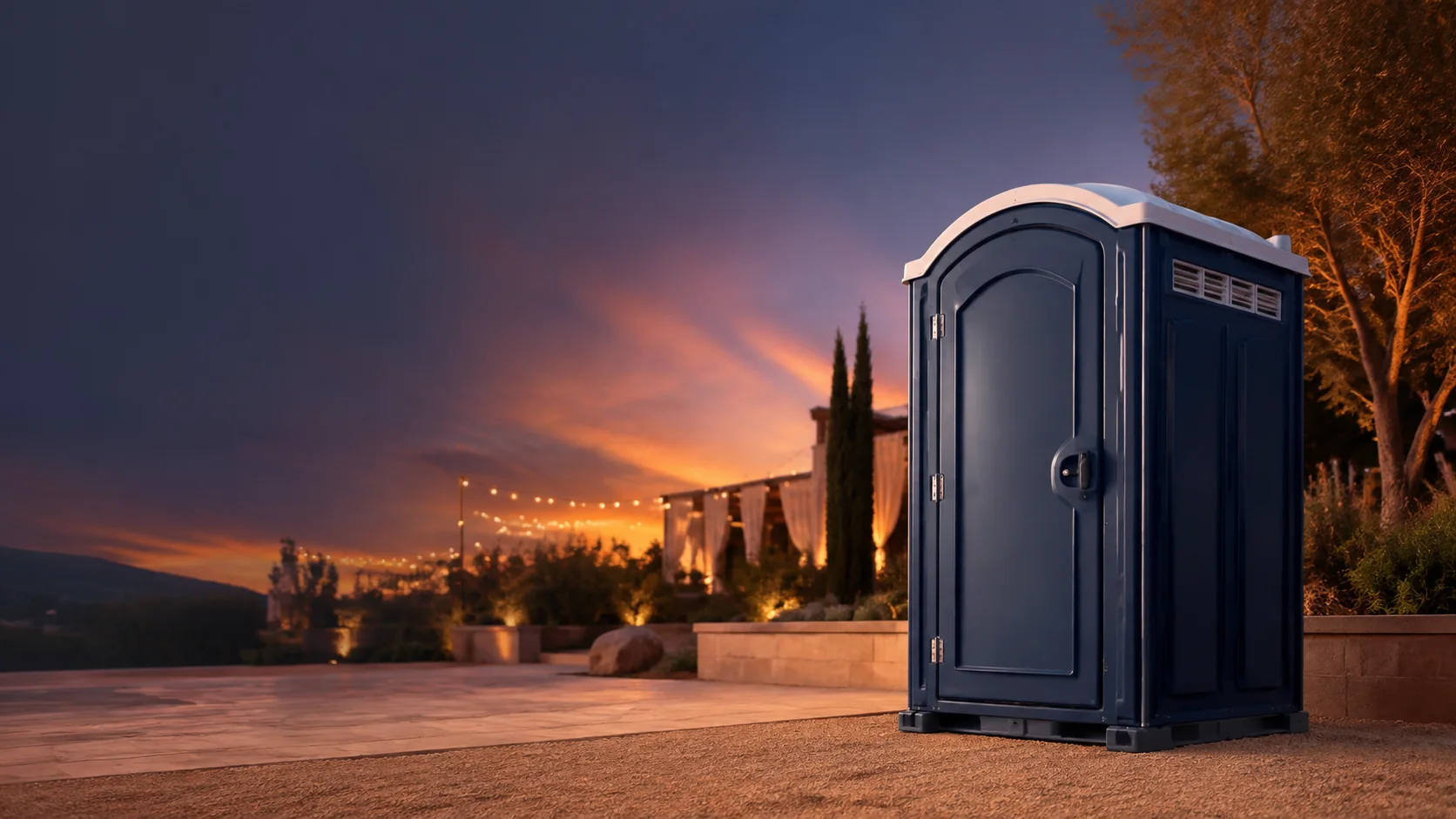 Portable restroom shown for rental planning in Seattle, WA